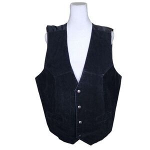 Vintage 90s Leather Suede Vest Mens Size L Black
